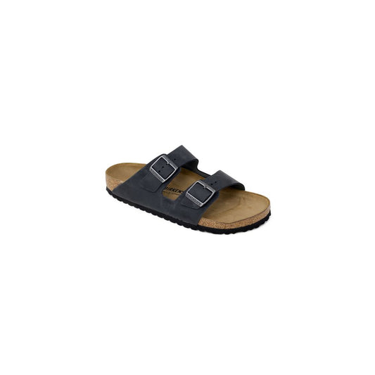 Birkenstock Black Synthetic Slipper, featuring durable Birko-Flor and elegant suede, ideal for comfortable everyday wear.