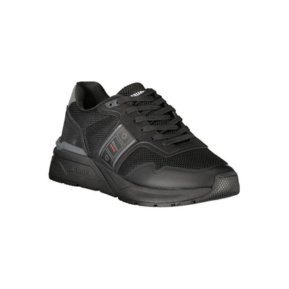 Blauer Black Polyester Mens Sneaker with lace-up design and bold logo for style and comfort.