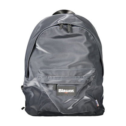 Blauer Blue Polyester Backpack with adjustable shoulder straps, 1 handle, external pocket, internal laptop compartment, and logo.