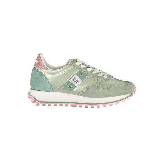 Blauer Green Polyester Women Sneaker with pink accents and lightweight footbed for comfort and style.
