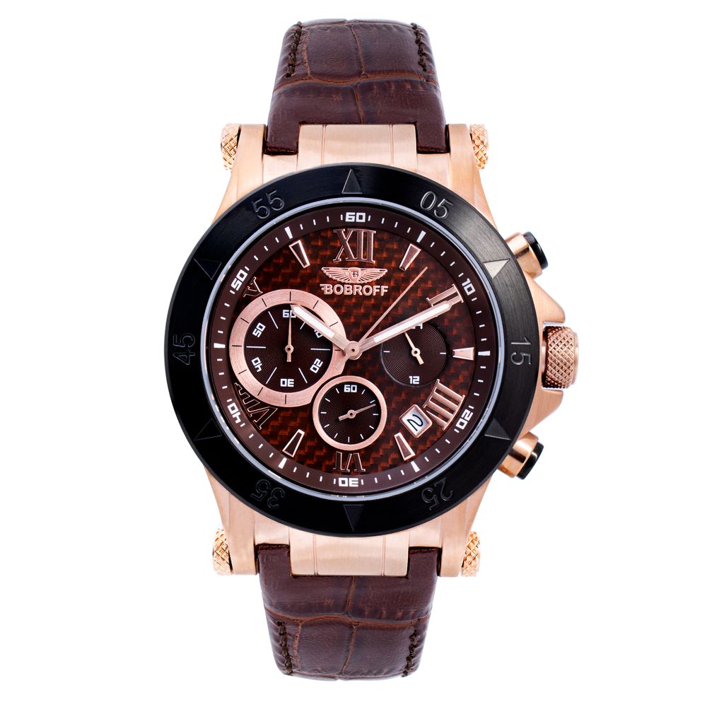 Bobroff Brown Leather Dress Watch