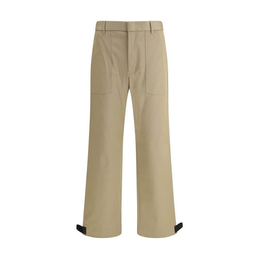 Brioni Beige Cotton Cargo Pants with adjustable legs and leather buckle details, showcasing functional elegance for AW25 season.