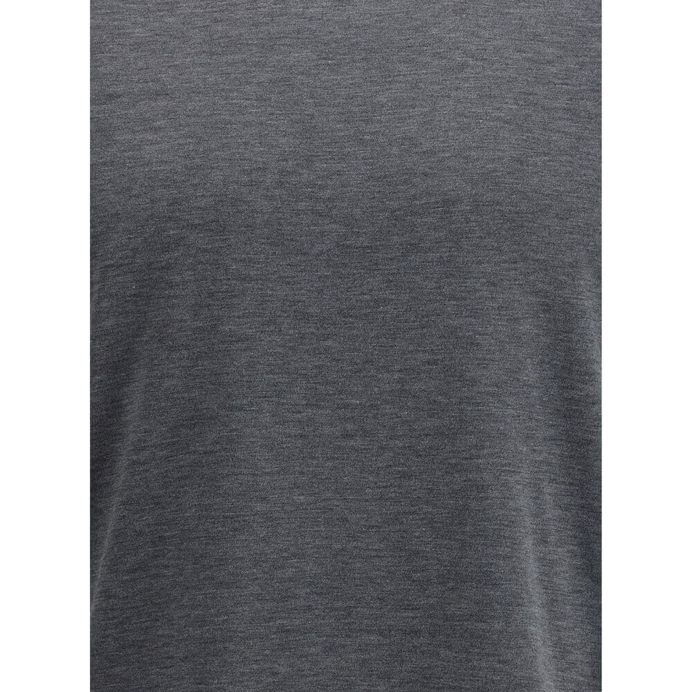 Brunello Cucinelli Gray Cotton T-Shirt with elegant design and monochrome style.
