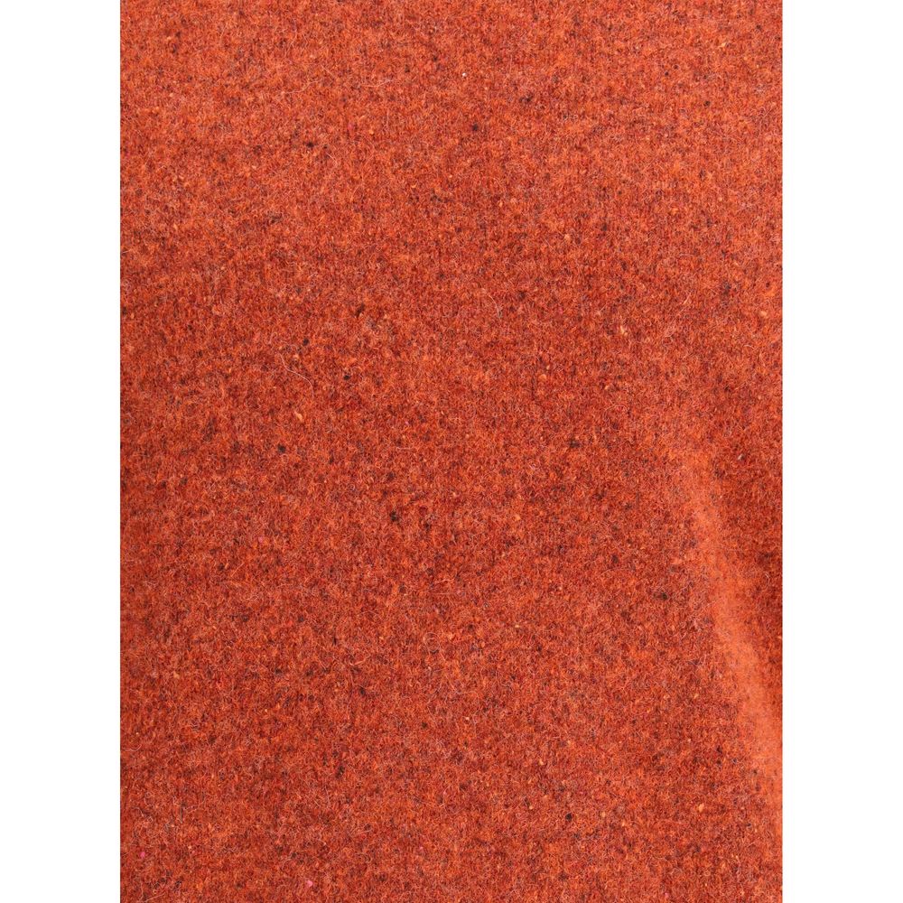 Close-up of Brunello Cucinelli Orange Alpaca Vicugna Pacos Sweatshirt fabric showing orange mélange texture and refined look.