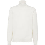 Brunello Cucinelli Sweaters White cashmere knitted turtle-neck jumper with long sleeves, ribbed cuffs, and hem.