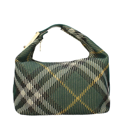 Burberry Green Fabric Handbag with gold details, medium size, check print, and zip closure. Item code: F80583, MPN: 808204MEDIA7