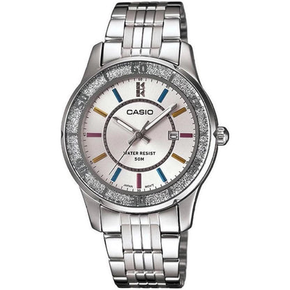 CASIO COLLECTION Mod. LADY DATE GLITTER BEZEL - WHITE