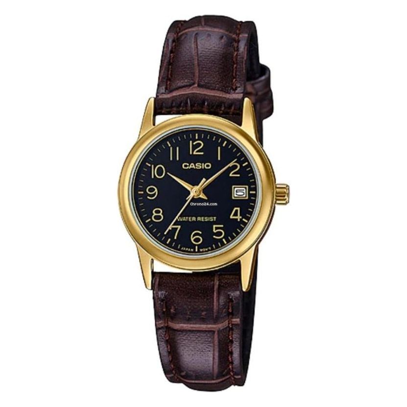 CASIO COLLECTION Mod. LADY DATE GOLD. LEATHER - BLACK