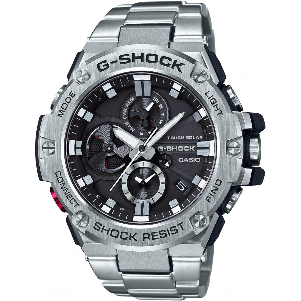 CASIO G-SHOCK WATCHES Mod. GST-B100D-1AER, solar multifunction wristwatch, 20 ATM water-resistant, stainless steel bracelet.