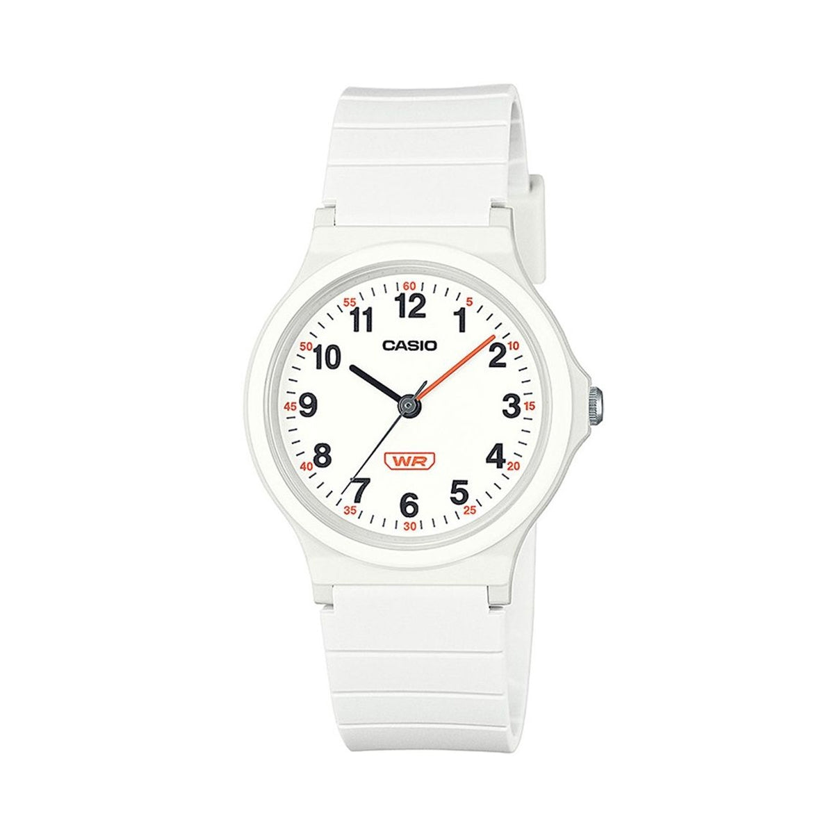Alt Tag: CASIO TIMELESS COLLECTION Mod. POP - BIO RESIN STRAP - WHITE wristwatch with 3 ATM water resistance and quartz movement.