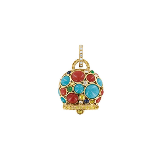 CHARMS CHANTECLER MOD. 17983 gold charm with colorful gems on white background