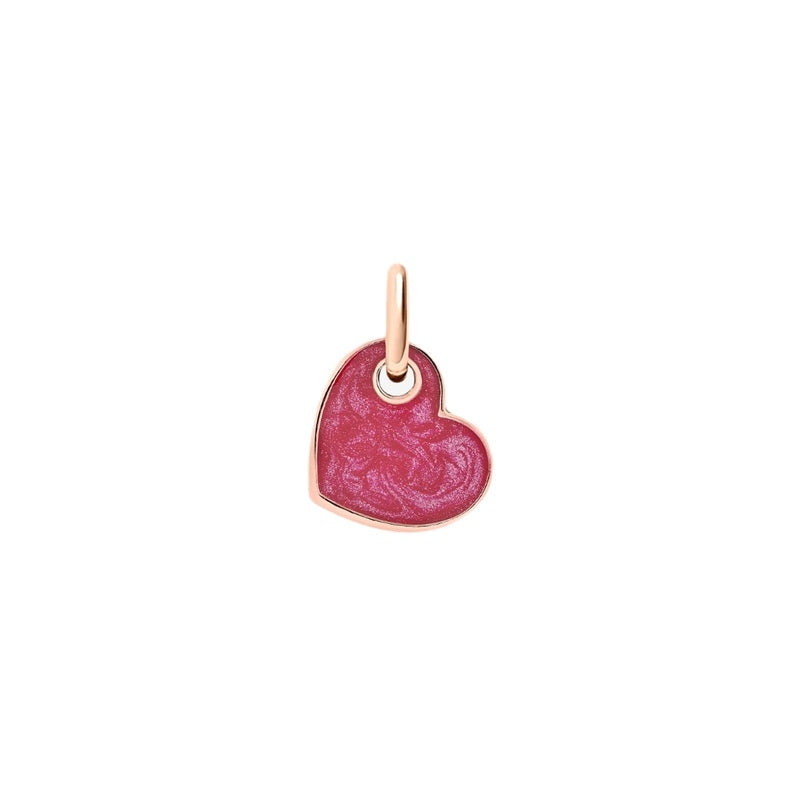 Heart-shaped charm, CHARMS DODO MOD. DMC4011HEARTERO9R, crafted with red enamel and rose gold accents.