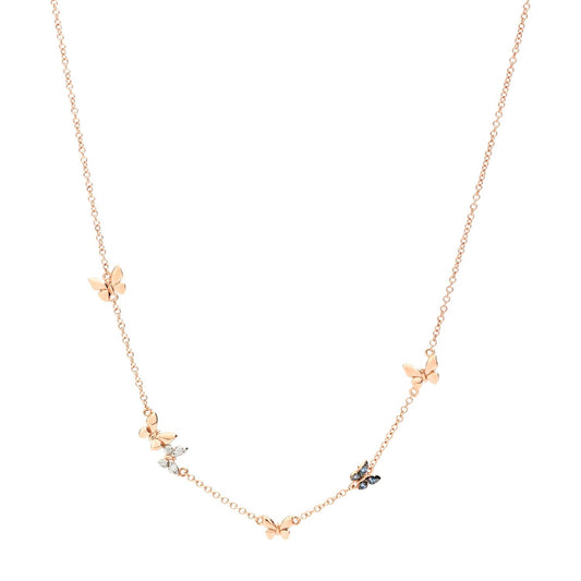Elegant necklace featuring butterfly charms, model COLLANE DODO MOD. DCC2005BFLYSBAZ9R in rose gold finish.