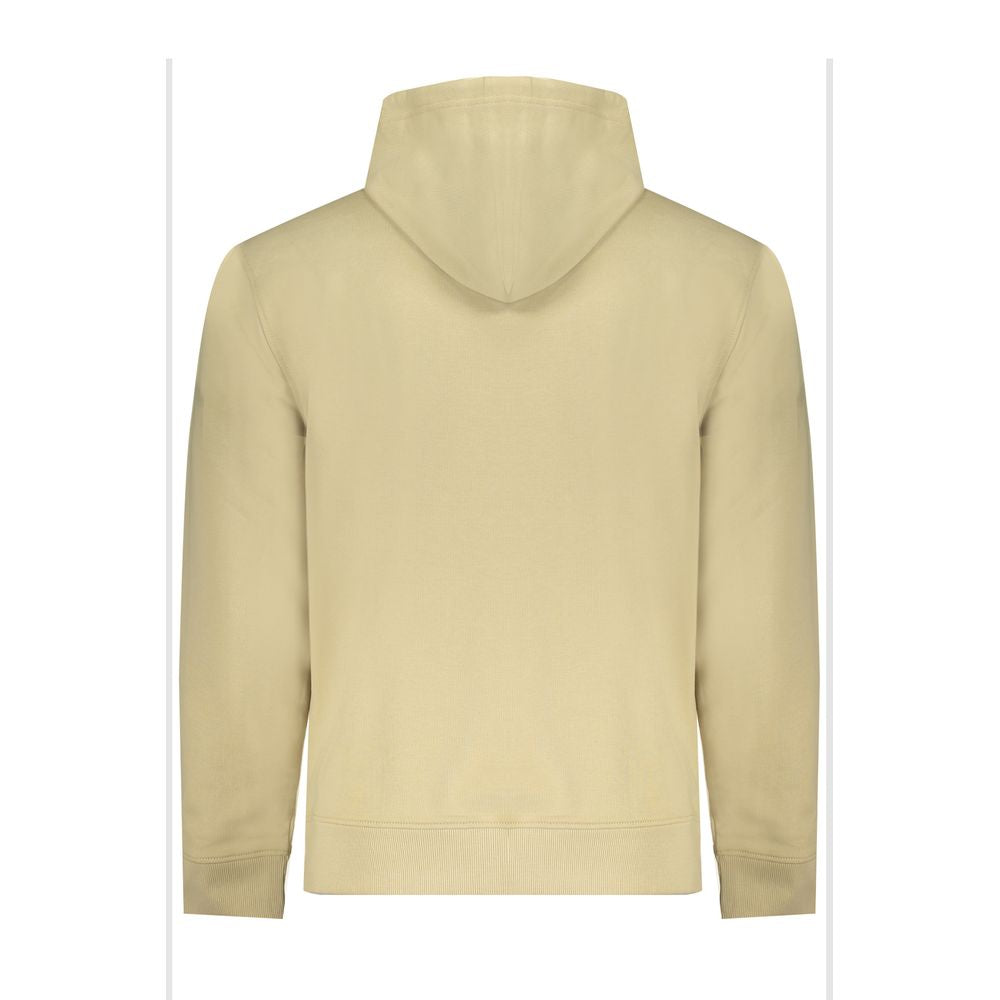 Calvin Klein Beige Cotton Men Sweater with hood, showcasing eco-friendly fashion and minimalist design in a sleek beige color.