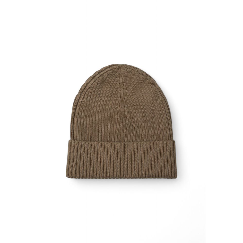 Calvin Klein Beige Organic Cotton Cap (Baseball Hat) ribbed beanie in organic cotton blend for men, perfect for winter warmth and comfort.