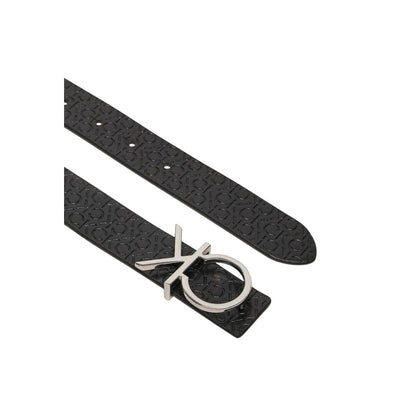Calvin Klein Bicolor Leather Belt with CK logo buckle, reversible elegant design for versatile styling