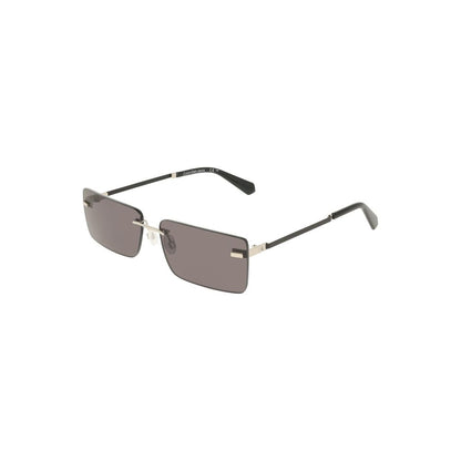 Calvin Klein Black Metal Women Sunglass with smoke lenses and sleek design, perfect for modern fashion and luxury style.