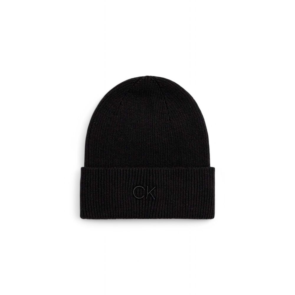 Calvin Klein Black Organic Cotton Cap (Baseball Hat), fine rib design, CK logo, stylish, snug and warm, made with organic cotton.