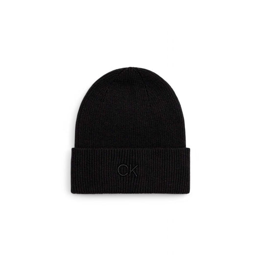 Calvin Klein Black Organic Cotton Cap (Baseball Hat), fine rib design, CK logo, stylish, snug and warm, made with organic cotton.