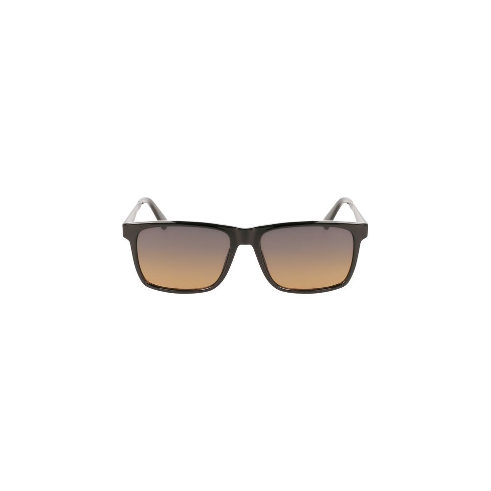 Calvin Klein Black Plastic Men Sunglass with brown square lenses and sleek design for a sophisticated style statement.