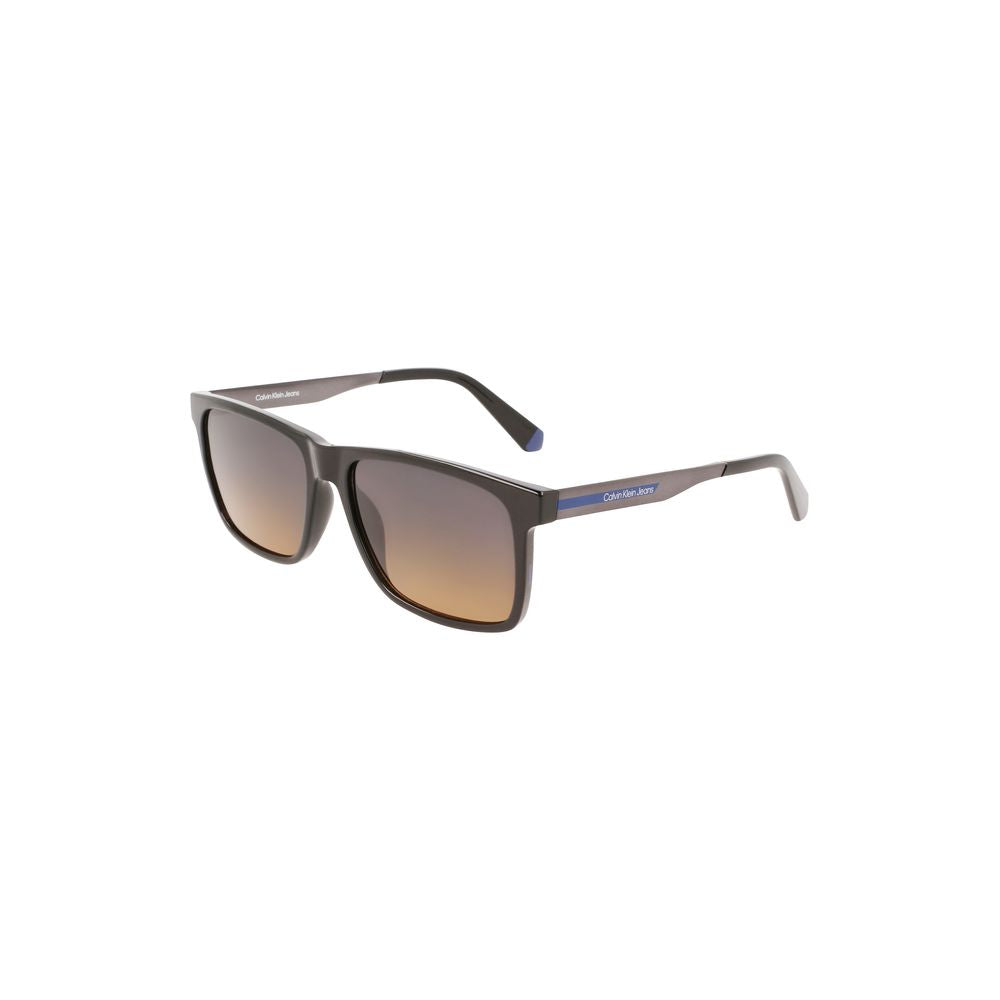 Calvin Klein Black Plastic Men Sunglass with square frame and brown lenses