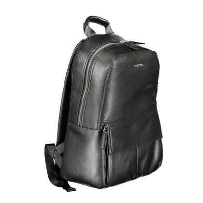 Calvin Klein Black Polyester Men Backpack with sleek design, adjustable straps, and multiple compartments for urban explorers.