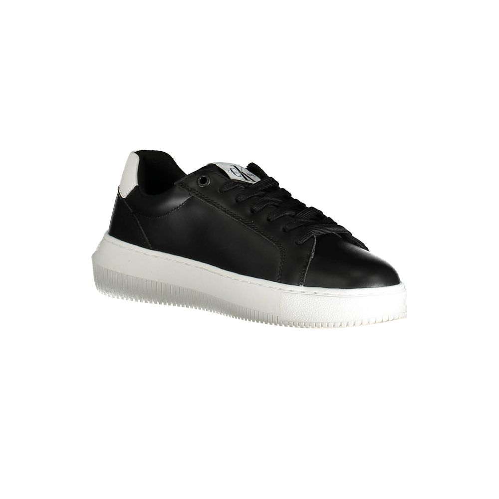 Alt Tag: Calvin Klein Black Polyester Women Sneaker with contrasting details and logo print, made with recycled materials for eco-friendly style.