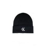 Calvin Klein Black Recycled Polyester Caps Baseball Hat - stylish black beanie with embroidered CK logo, sustainable fashion accessory.