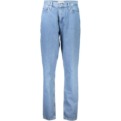 Calvin Klein Blue Cotton Jeans Denim, mom jeans with 5 pockets, button and zip closure, featuring logo, made with 20% recycled cotton.