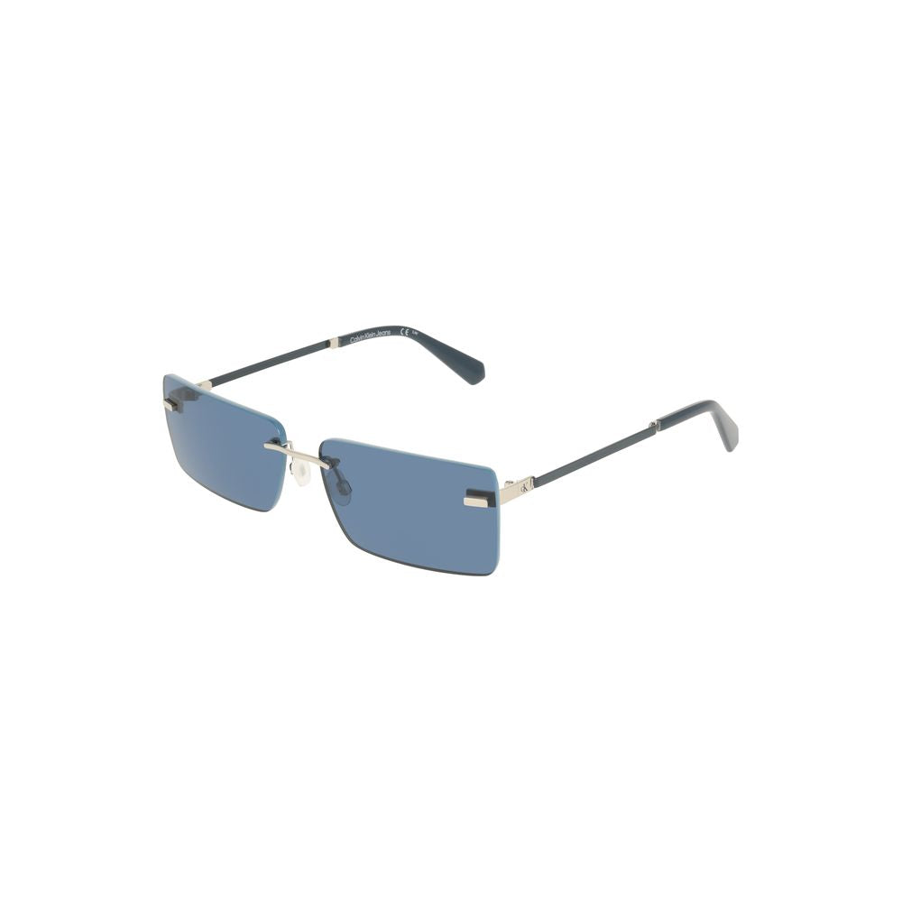 Calvin Klein Blue Metal Women Sunglass with sleek rectangular lenses and chic metal frame.