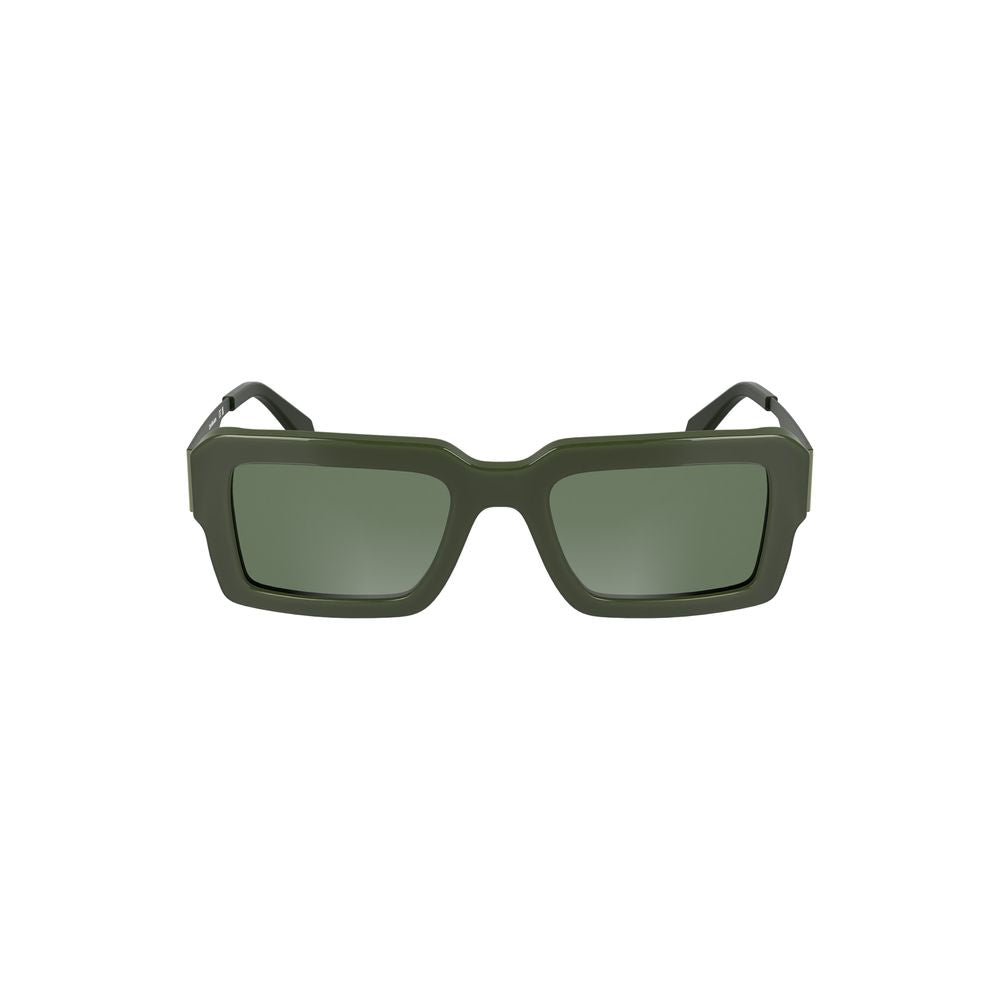 Calvin Klein Green Acetate Women Sunglasses with rectangular lenses and modern design.