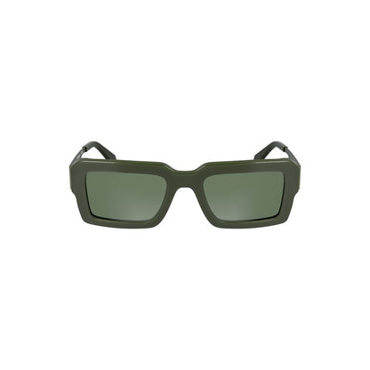 Calvin Klein Green Acetate Women Sunglasses with rectangular lenses and modern design.