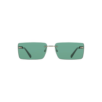 Calvin Klein Green Metal Women Sunglass with sleek rectangular lenses and metal frame, perfect for fashion-forward individuals.