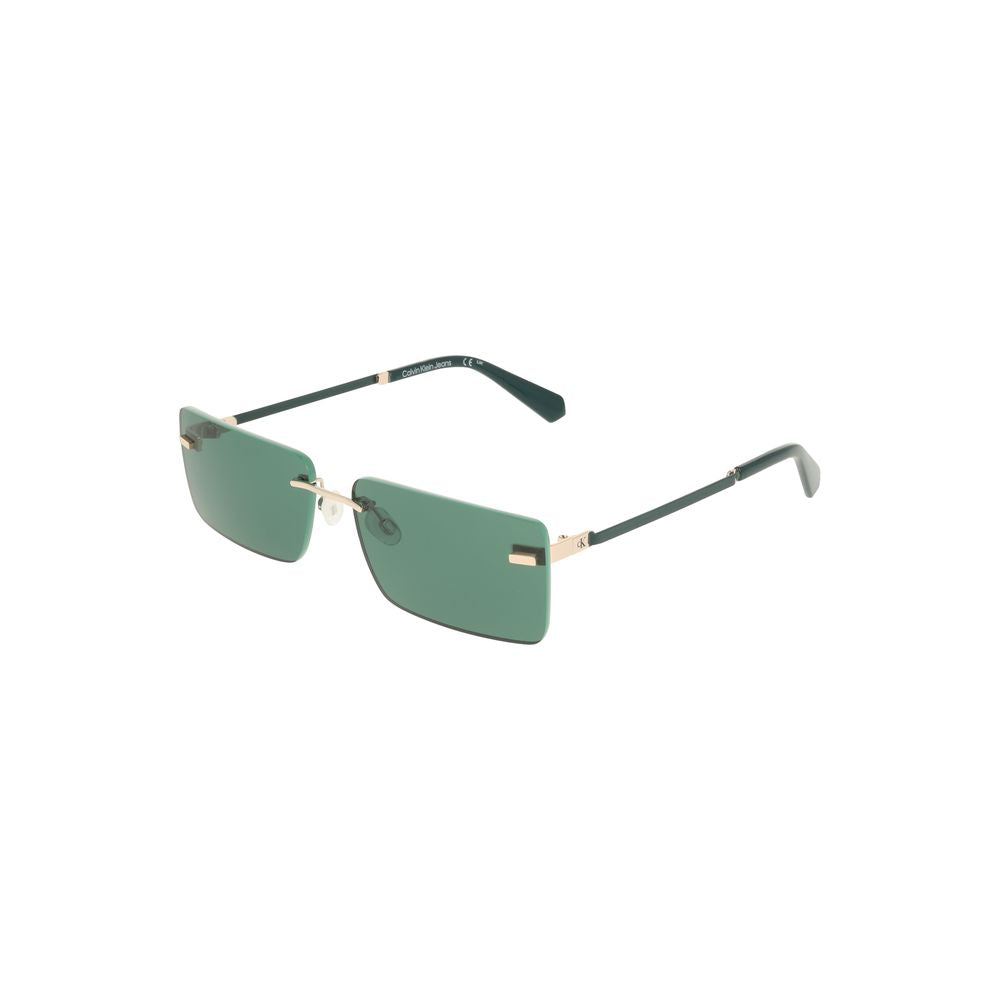 Calvin Klein Green Metal Women Sunglass with sleek metal frame and green lenses, perfect for a bold and sophisticated style.