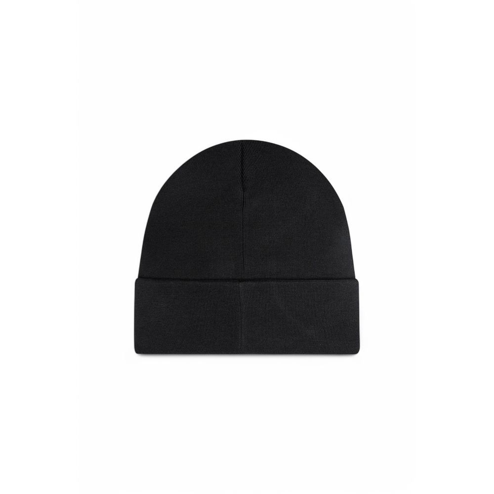 Calvin Klein Jeans Black Organic Cotton Cap (Baseball Hat) minimalist black beanie with embroidered logo.