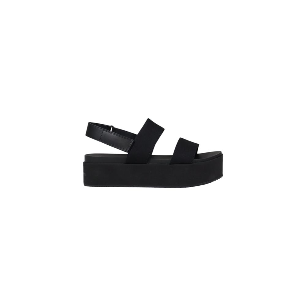 Calvin Klein Jeans Black Organic Cotton Platform Sandals for women, spring/summer, size 40, fabric upper, synthetic sole with buckle fastening.