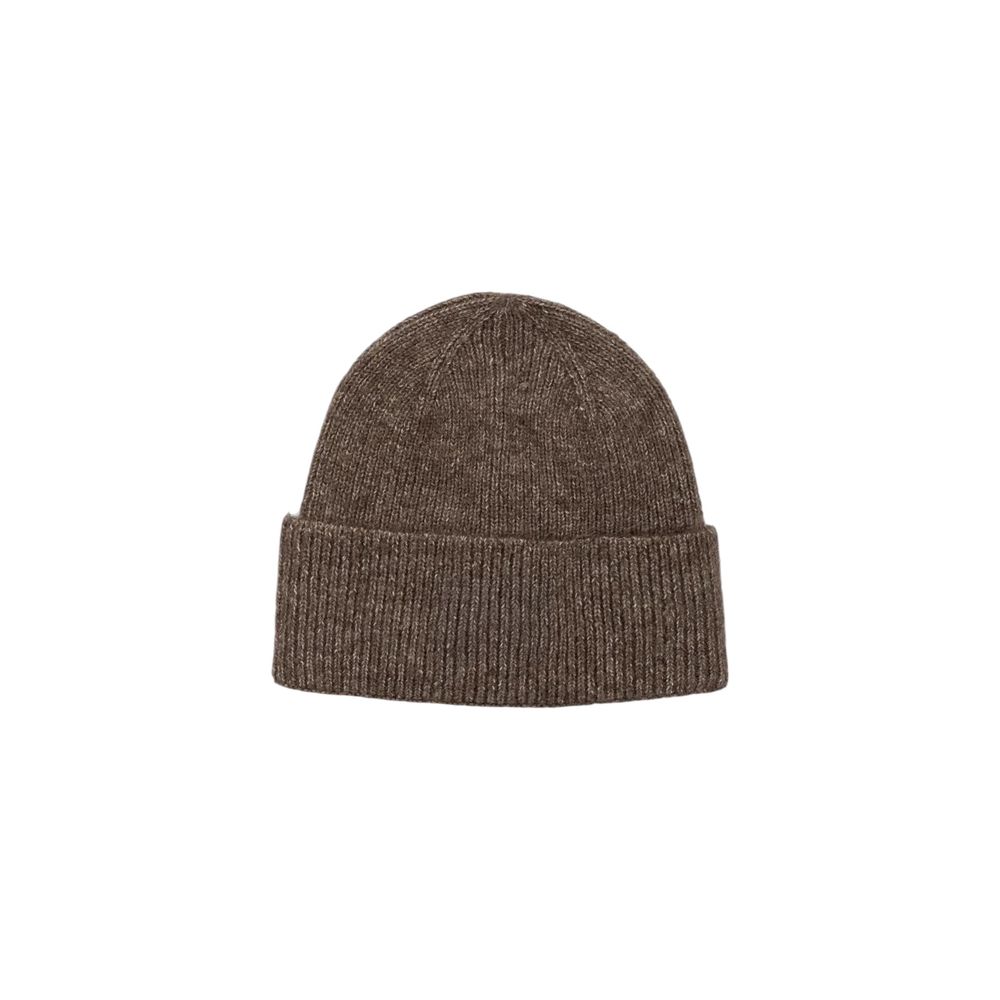 Brown beanie with cuffed design by Calvin Klein Jeans, featuring a rubberized label. Ideal for casual wear, crafted from acrylic blend.