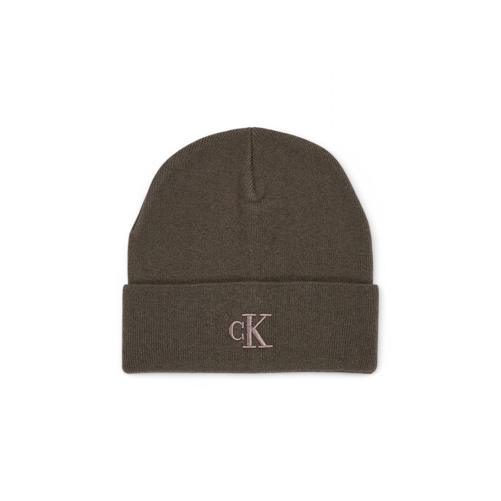 Calvin Klein Jeans Brown Wool Cap (Baseball Hat) with embroidered CK logo on the front, high-quality and stylish winter accessory.