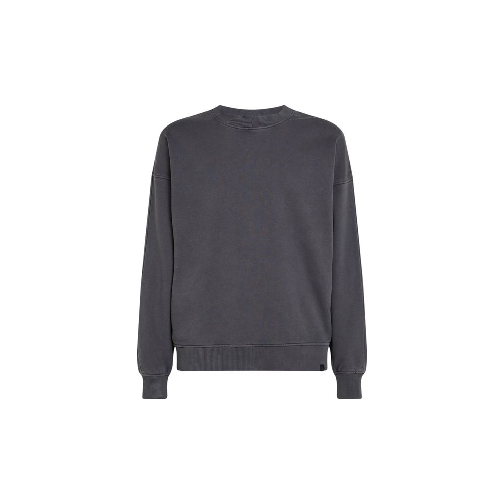 Calvin Klein Jeans Gray Cotton Sweatshirt with wide sleeves and comfortable fit made from 80% cotton and 20% recycled cotton