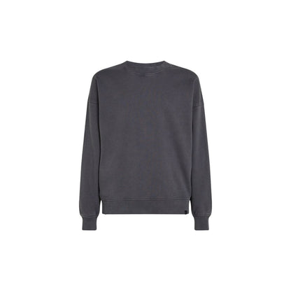 Calvin Klein Jeans Gray Cotton Sweatshirt with wide sleeves and comfortable fit made from 80% cotton and 20% recycled cotton