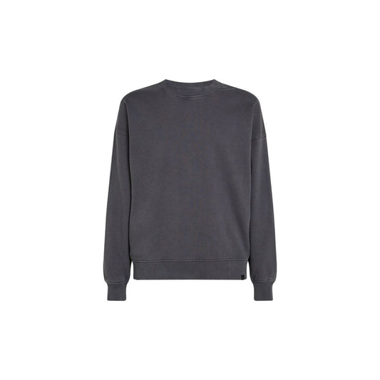 Calvin Klein Jeans Gray Cotton Sweatshirt with wide sleeves and comfortable fit made from 80% cotton and 20% recycled cotton