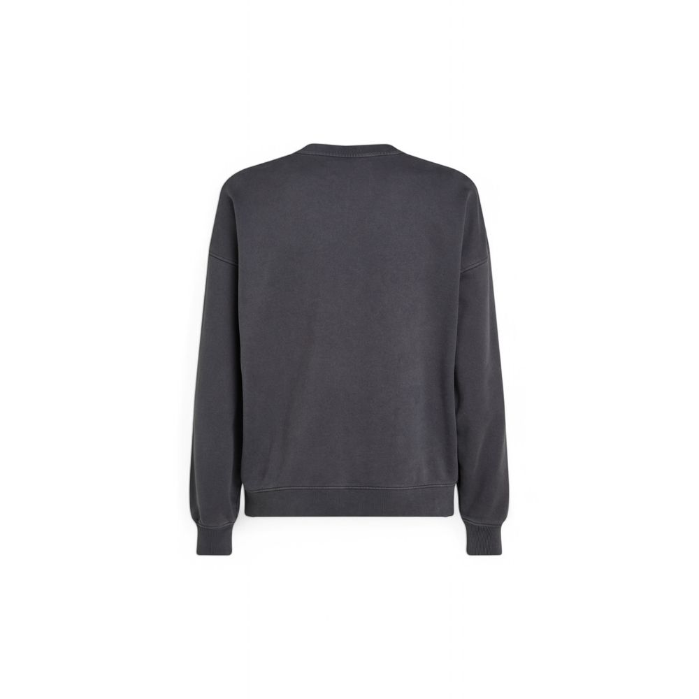Back view of Calvin Klein Jeans Gray Cotton Sweatshirt for men, showcasing wide sleeves and comfortable fit.