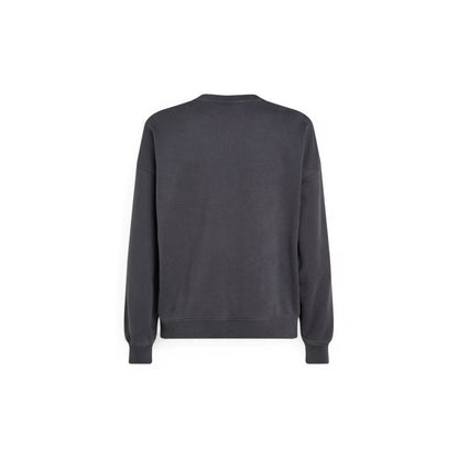Back view of Calvin Klein Jeans Gray Cotton Sweatshirt for men, showcasing wide sleeves and comfortable fit.