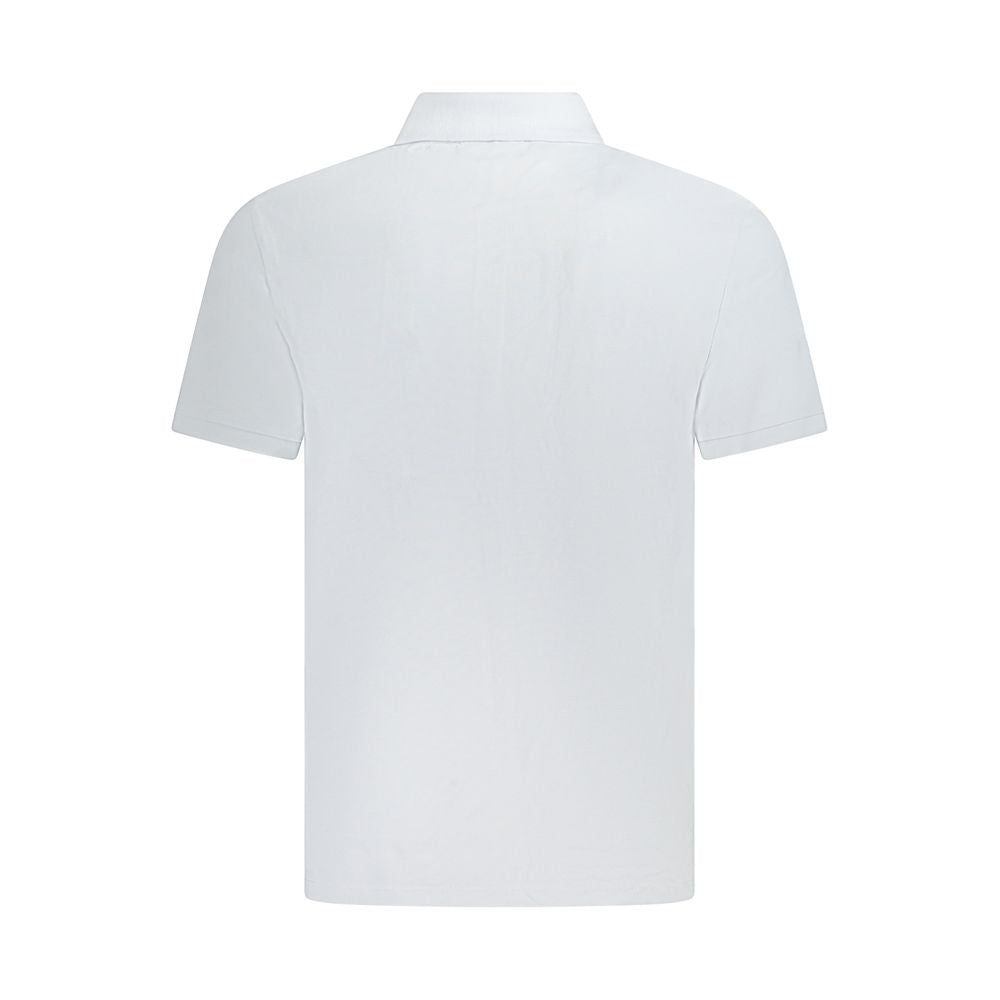 Back view of Calvin Klein Light Blue Cotton Men Polo Shirt, featuring classic fit and subtle elegance.