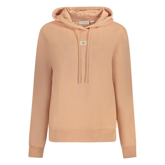 Calvin Klein Pink Cotton Sweatshirt with hood and logo, made from 95% regenerative cotton.