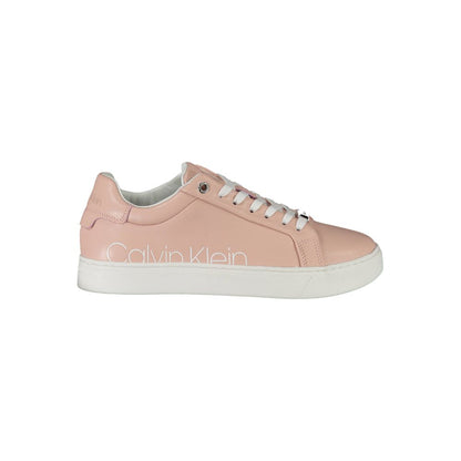 Calvin Klein Pink Polyester Women Sneaker - stylish pink sneaker with contrasting details and logo, made from recycled materials.