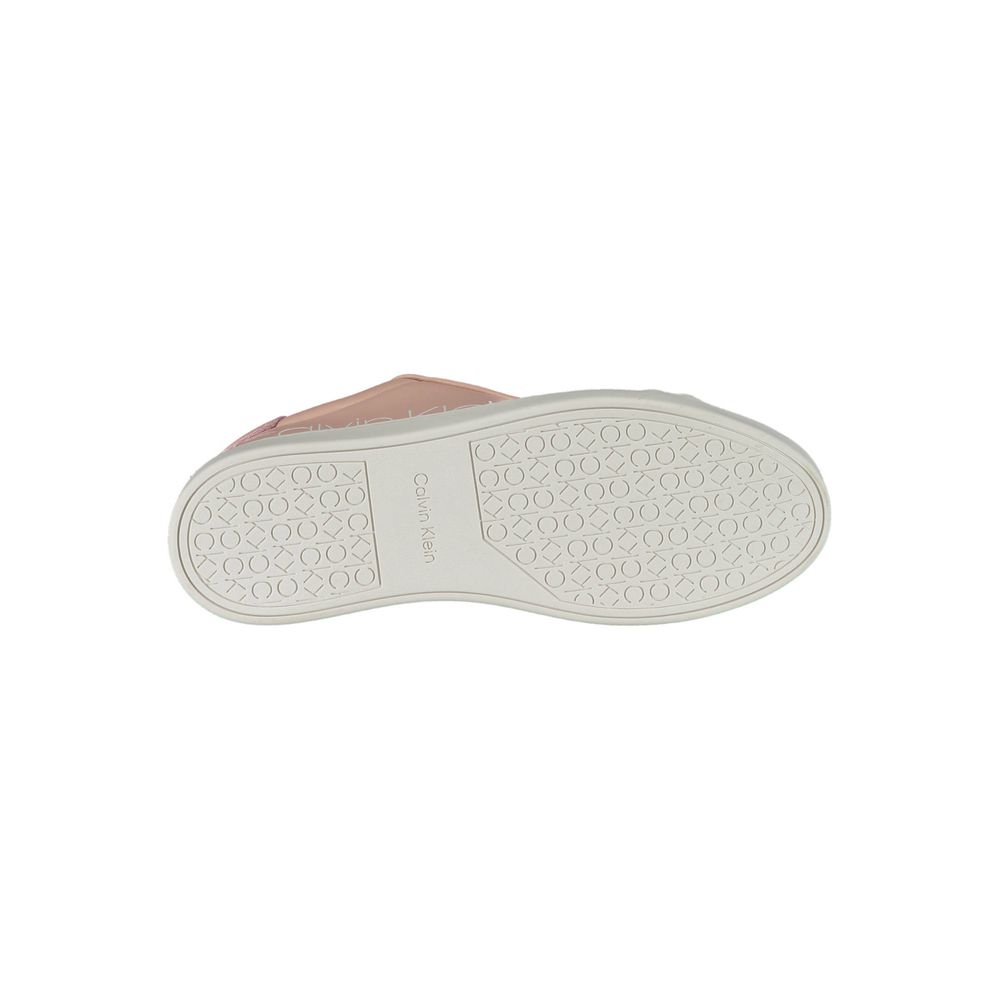 Sole view of the Calvin Klein Pink Polyester Women Sneaker, showcasing tread pattern and Calvin Klein branding for durable style.