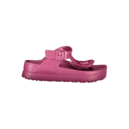 Carrera Pink Polyethylene Sandal featuring ankle buckle and logo, stylish and durable flip flops for summer fashion.