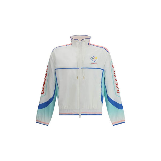 Casablanca Multicolor Polyamide Shell Jacket with monogram, high collar, and zipper closure, ideal for rainy weather protection.