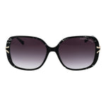 Christian Lacroix Black Women Sunglass with black acetate frame and purple mirrored gradient lenses, stylish square design.